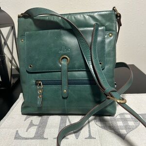 Cellini Pulse Green Buffalo Leather Crossbody Bag With Hidden Top Compartment